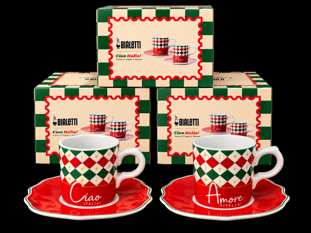 Bialetti Italia Espresso Cups & Saucers (Set 2)